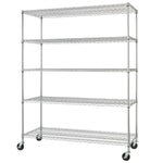 TRINITY 5-Tier Chrome Wire Shelving Rack With Wheels, 60" x 24" x 72"