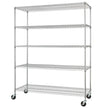 TRINITY 5-Tier Chrome Wire Shelving Rack With Wheels, 60