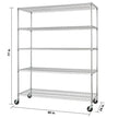 TRINITY 5-Tier Chrome Wire Shelving Rack With Wheels, 60