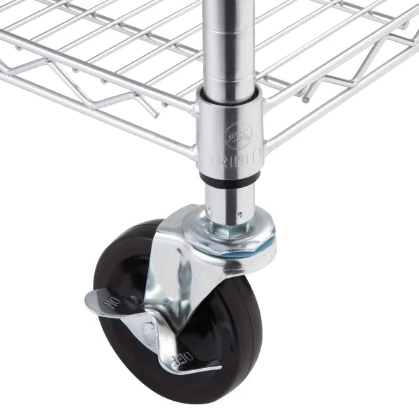 TRINITY 5-Tier Chrome Wire Shelving Rack With Wheels, 60