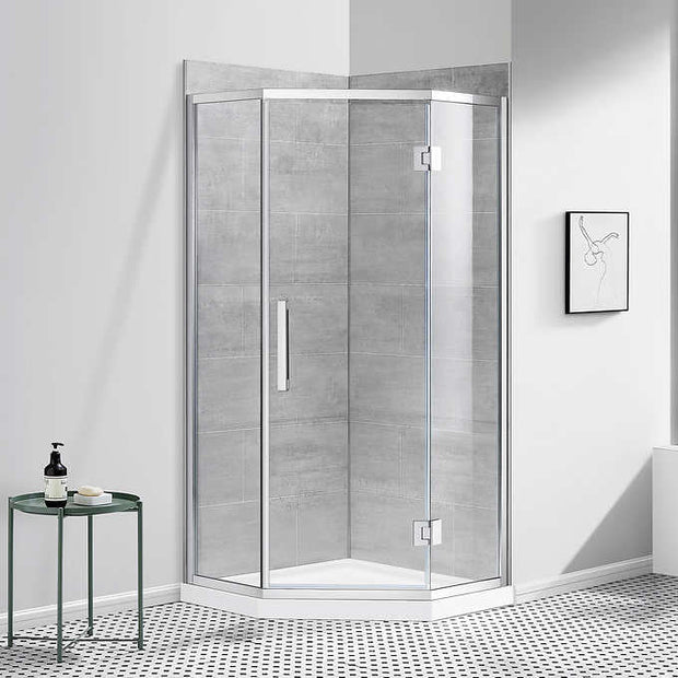 OVE Nicole Lux Neo-angle Corner Shower Kit with Tile Finish Wall