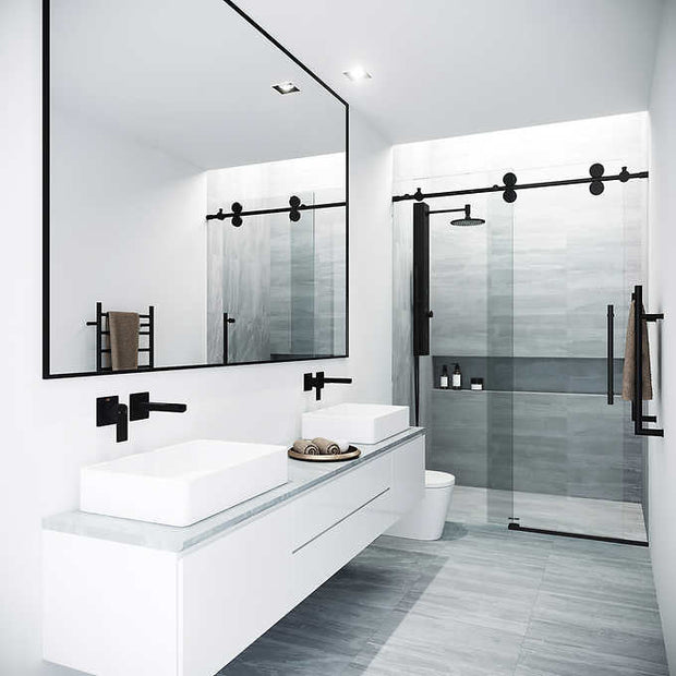 VIGO Elan Adjustable 68 in. to 72 in. Frameless Sliding Glass Shower Door