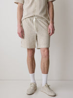 Striped Sweater Short with Elastic Waistband