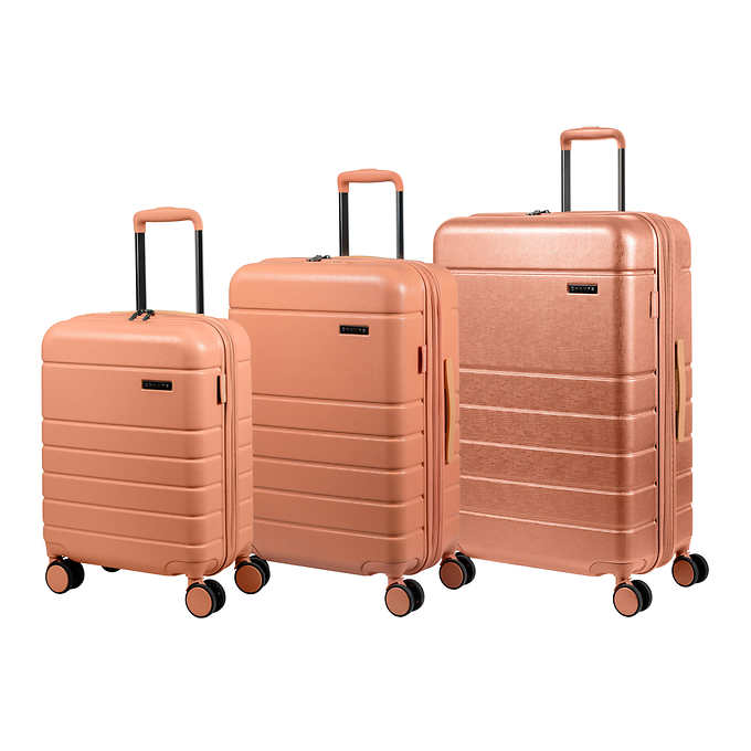 Champs Linen 3-piece Expandable Hardside Luggage Set