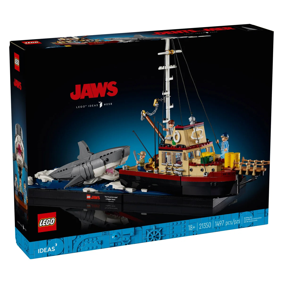 LEGO Ideas Jaws, Shark Toy and Diorama Kit with Bonus LEGO Speed Champions 1970 Ferrari 512 M