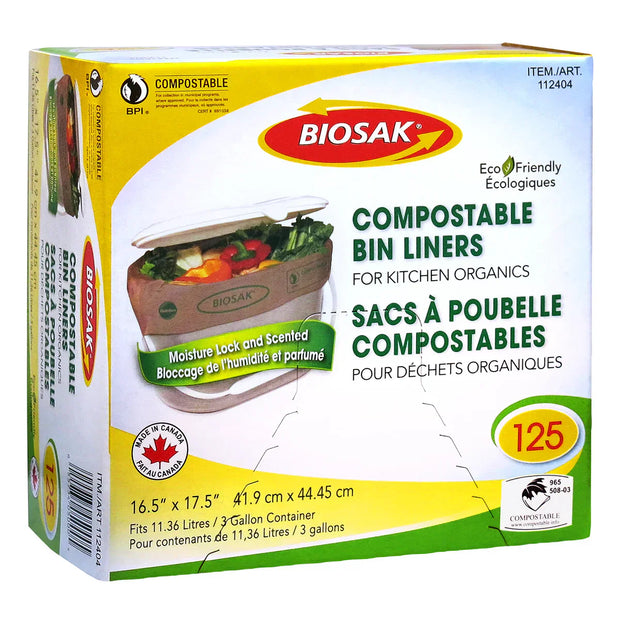 Biosak Compostable Kitchen Bin Liners Pack of 125