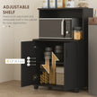 Black Wood Grain Microwave Cart on Wheels with 2-Door Storage Cabinet