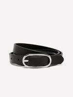 Thin Leather Belt with Oval Buckle