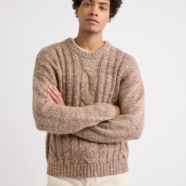 Wool Sweater with Cable Stitches