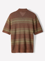 Short-Sleeve Shirt Sweater with Horizontal Stripes