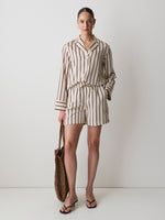 Long-Sleeve Twill Blouse with Notch Collar