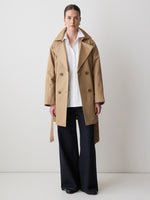 Double-Breasted Twill Trench Coat with Belt
