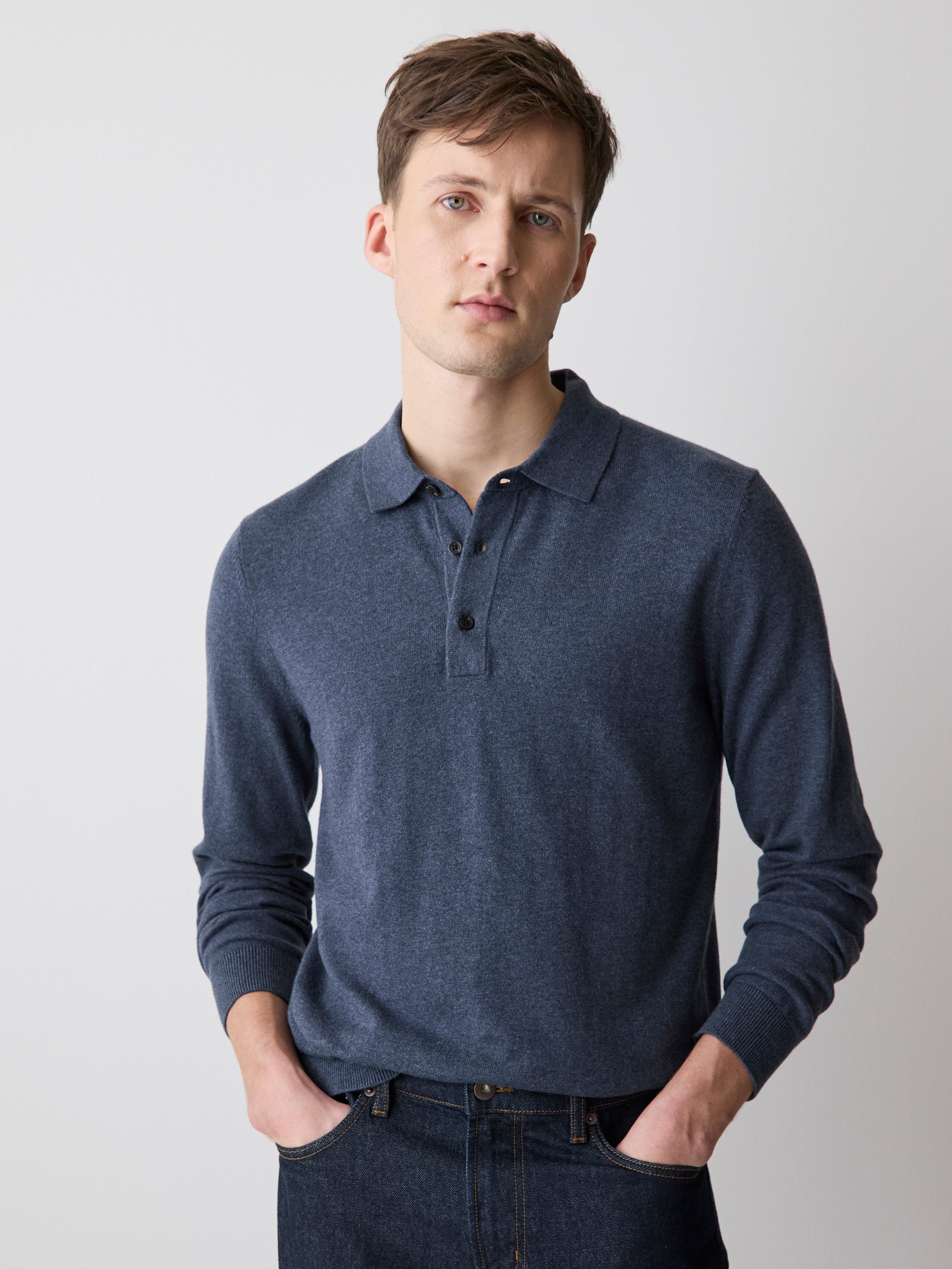 Long-Sleeve Polo Sweater