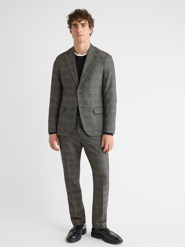 Slim-Fit Charcoal Checkered Suit Pant
