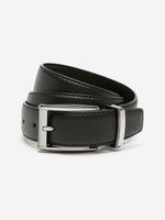 Black Leather Belt with Square Buckle