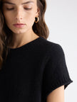 Wool-Blend Cap-Sleeve Crew-Neck Boxy Sweater