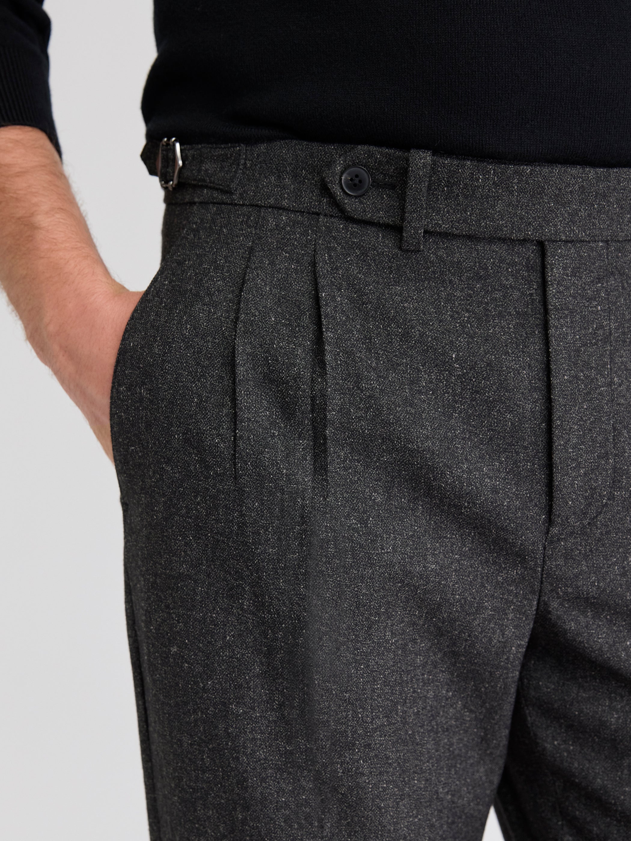 Tweed-Effect Tapered-Leg Pant