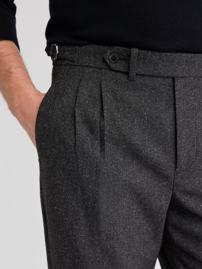 Tweed-Effect Tapered-Leg Pant