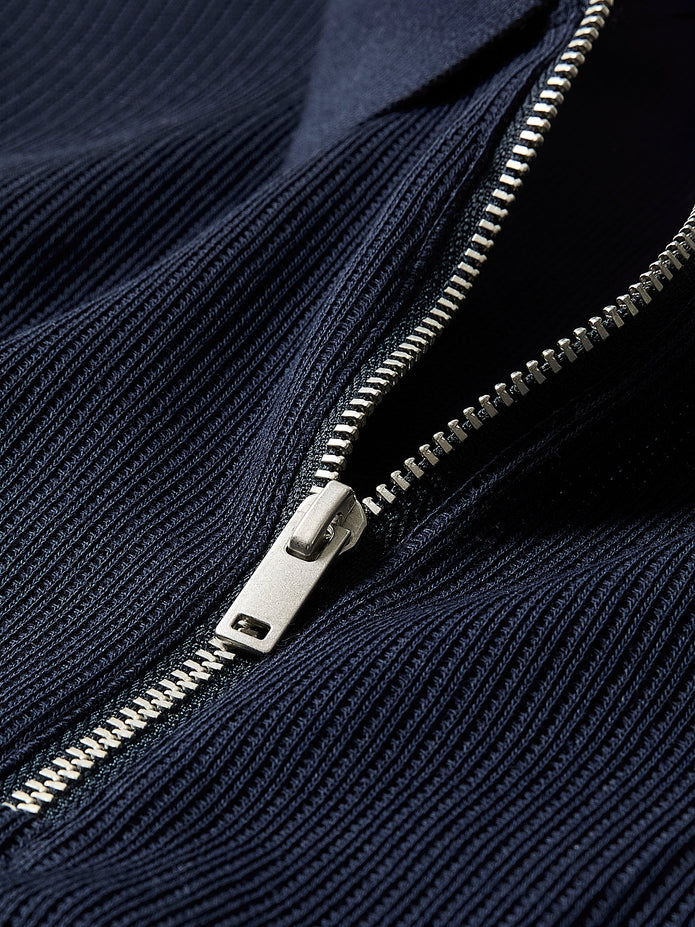 Short-Sleeve Ribbed Half-Zip Polo