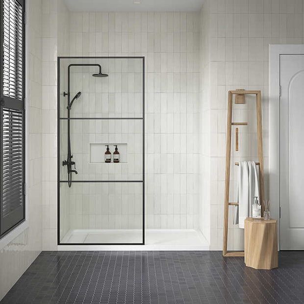 OVE Decors Anisa 36 in. Walk-In Shower Panel, Linear Grid