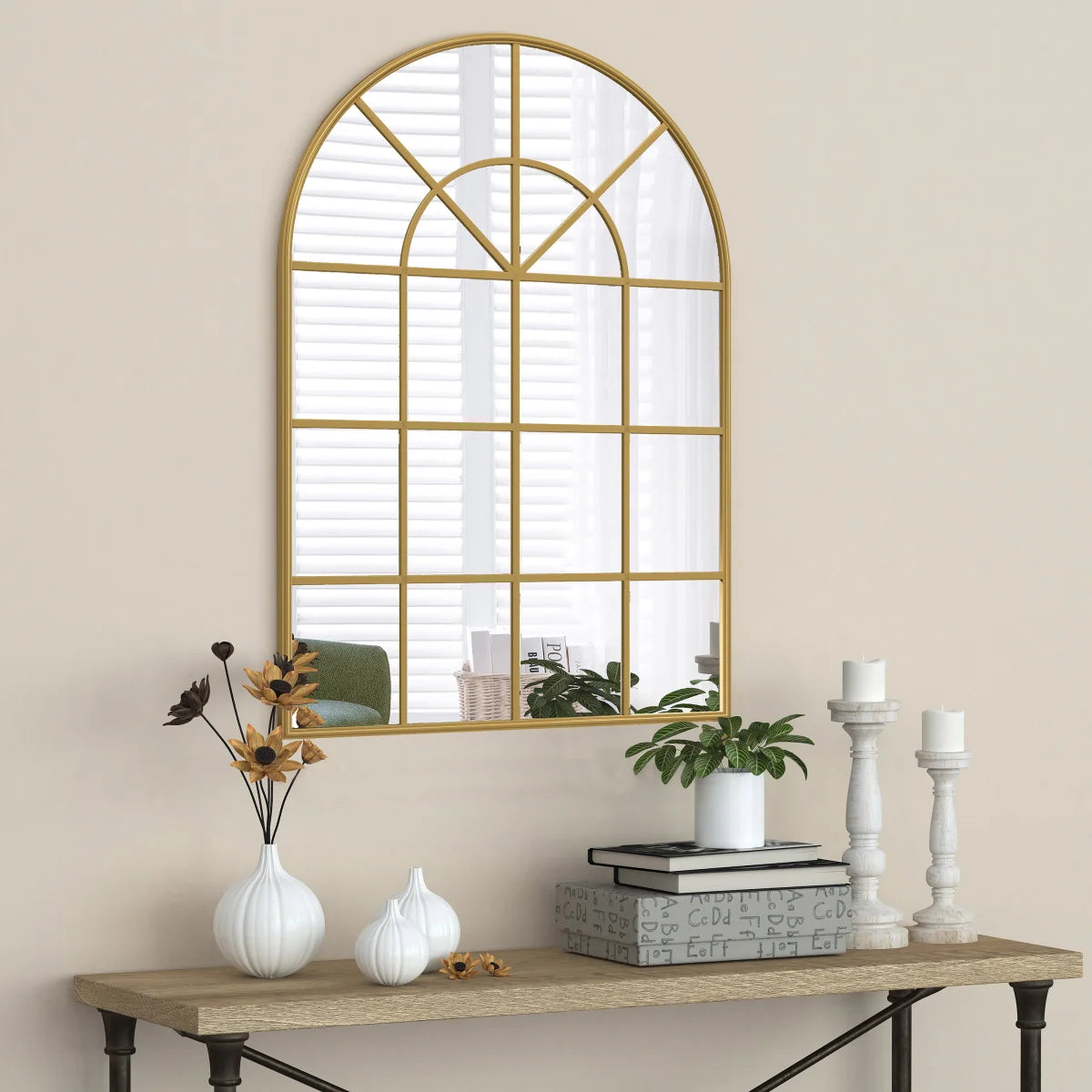 Appollo Harley Modern 71 cm x 105 cm (28 in. x 41.5 in.) Window Metal Framed Mirror