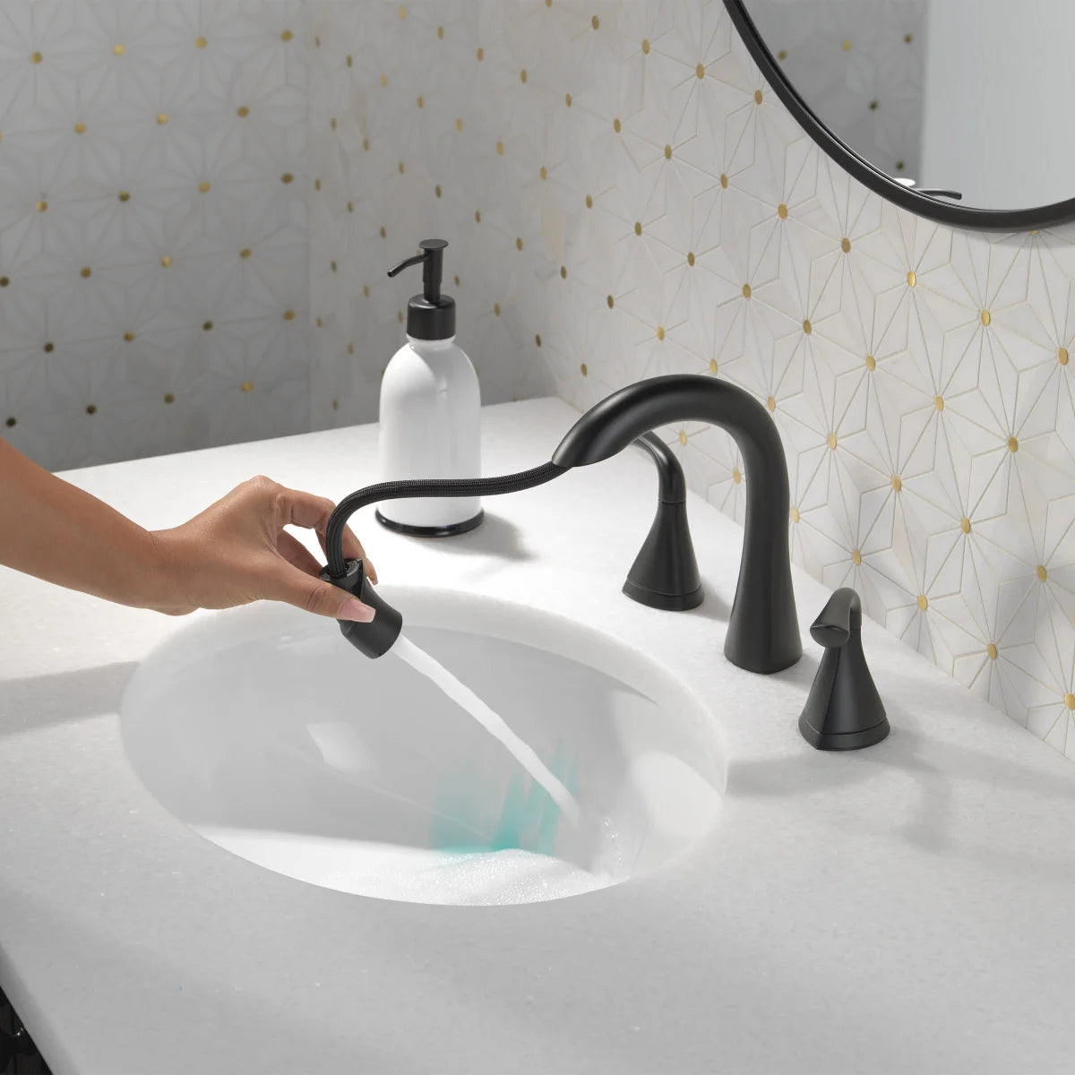 Delta Lampard Two Handle Pull-down Bathroom Faucet