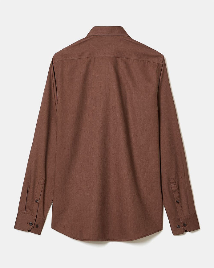 Slim-Fit Solid Cotton Modal Dress Shirt