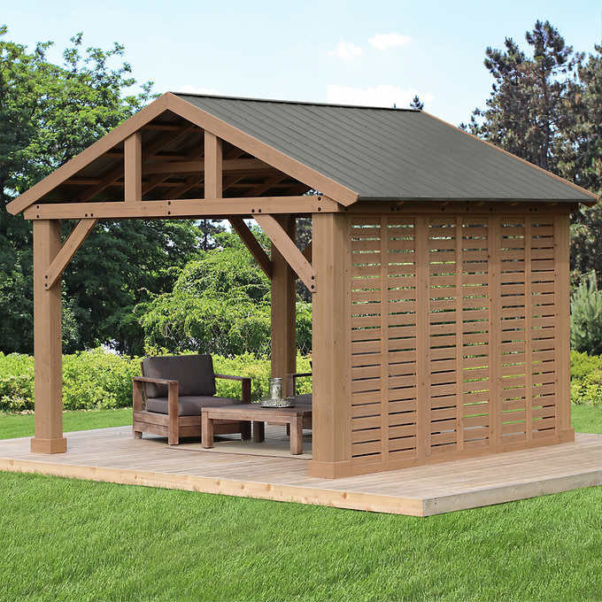 Yardistry 3.7 m (12 ft.) Cedar Privacy Wall for Pavilion