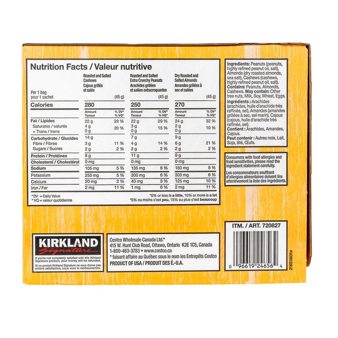 Kirkland Signature Snacking Nuts Variety Pack, 30 × 45 g