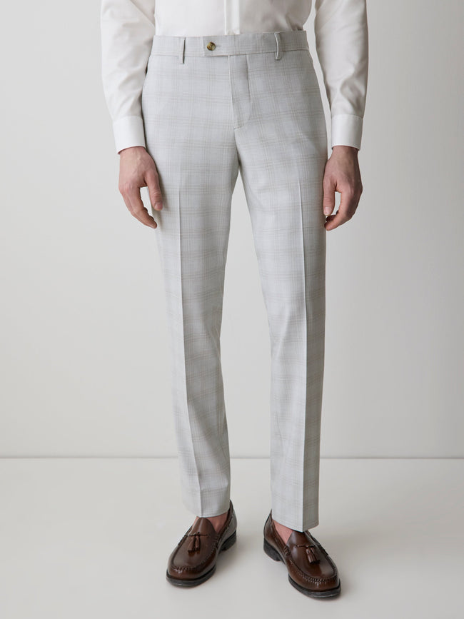 Slim Fit Grey Checkered Suit Pant