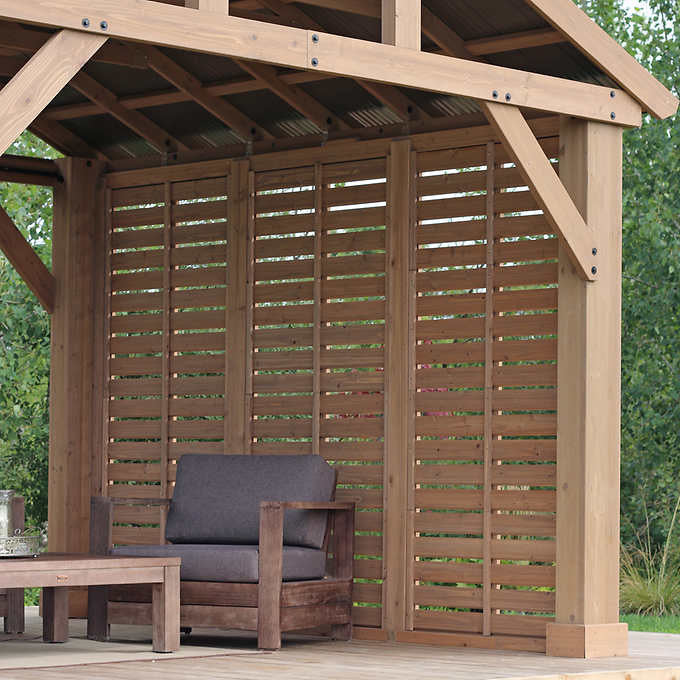 Yardistry 3.7 m (12 ft.) Cedar Privacy Wall for Pavilion