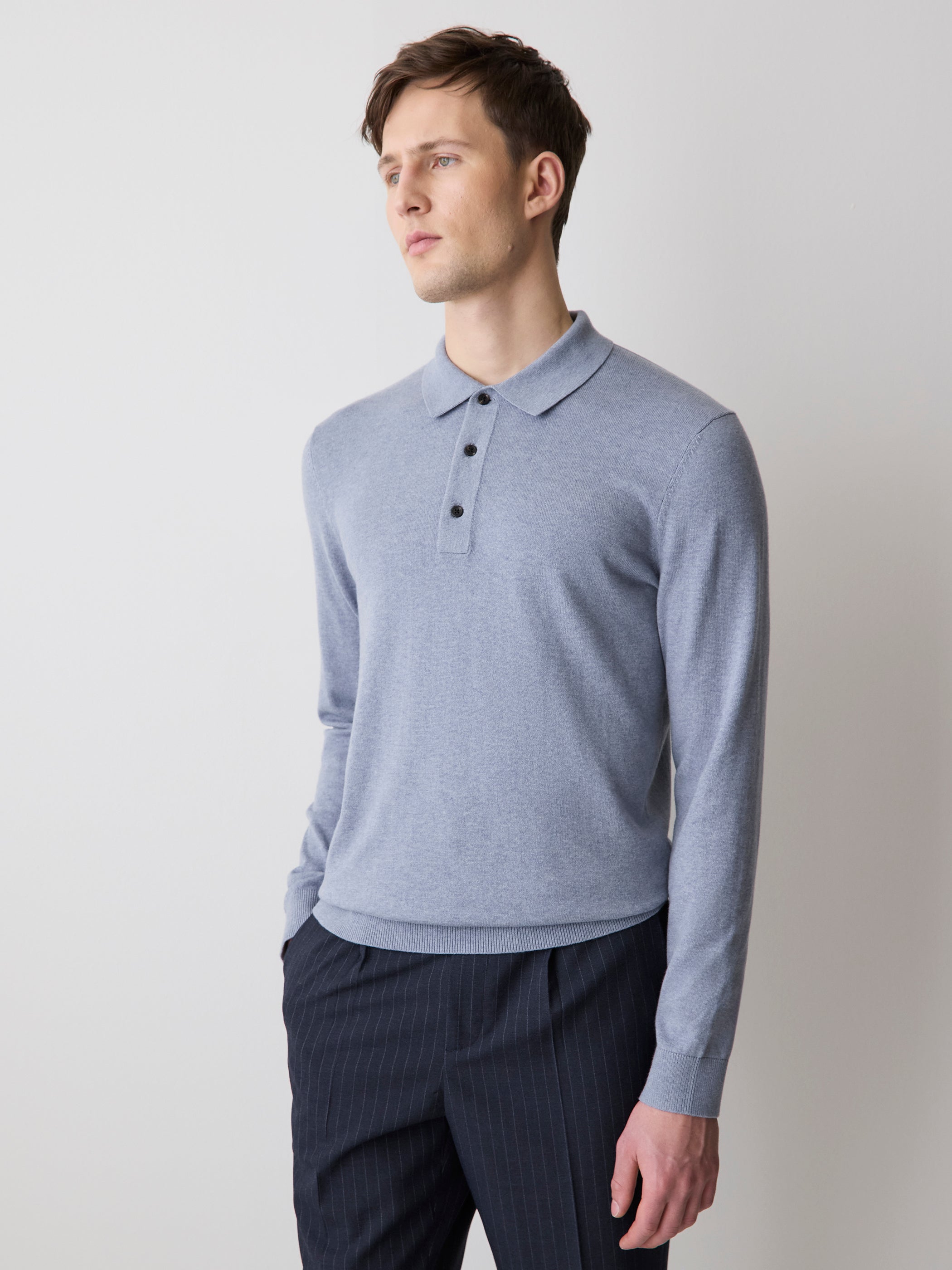 Long-Sleeve Polo Sweater
