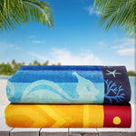 Sunshine & Seahorse Parade Jacquard Beach Towel, 2-pack