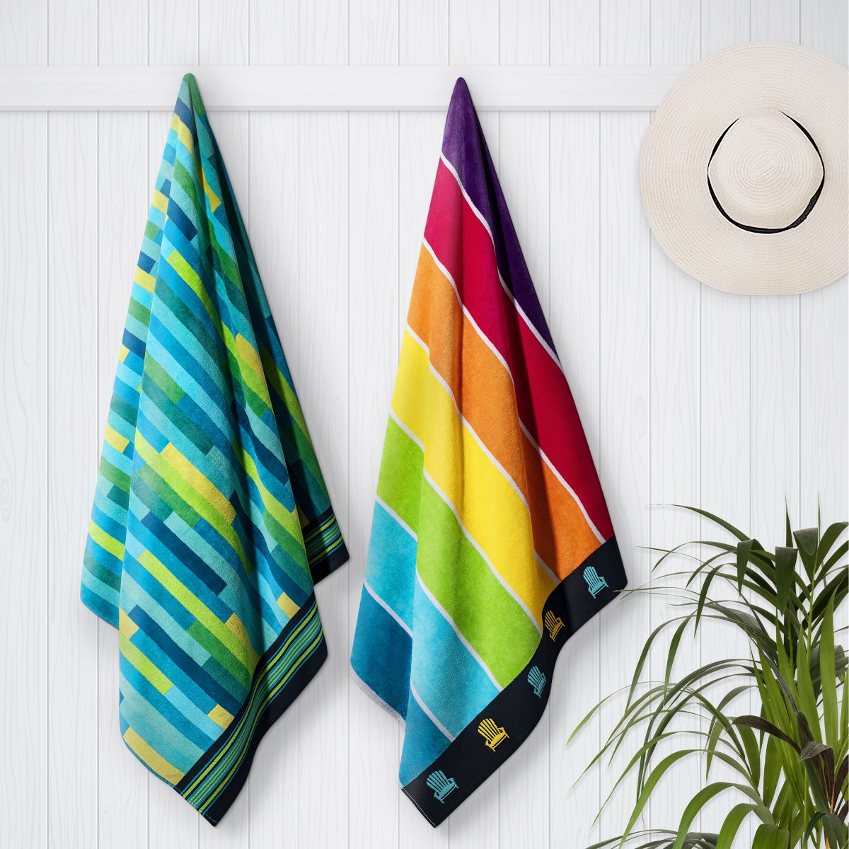Adirondack Stripes & Cool Broken Stripes Jacquard Beach Towel, 2-pack