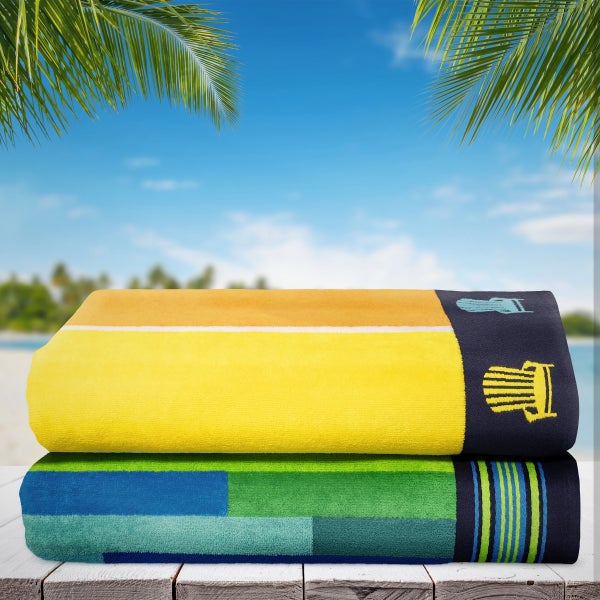 Adirondack Stripes & Cool Broken Stripes Jacquard Beach Towel, 2-pack