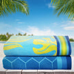 Aloha & Hexagones Blues Jacquard Beach Towel, 2-pack