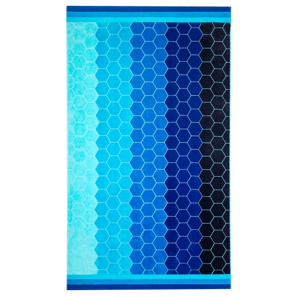 Aloha & Hexagones Blues Jacquard Beach Towel, 2-pack