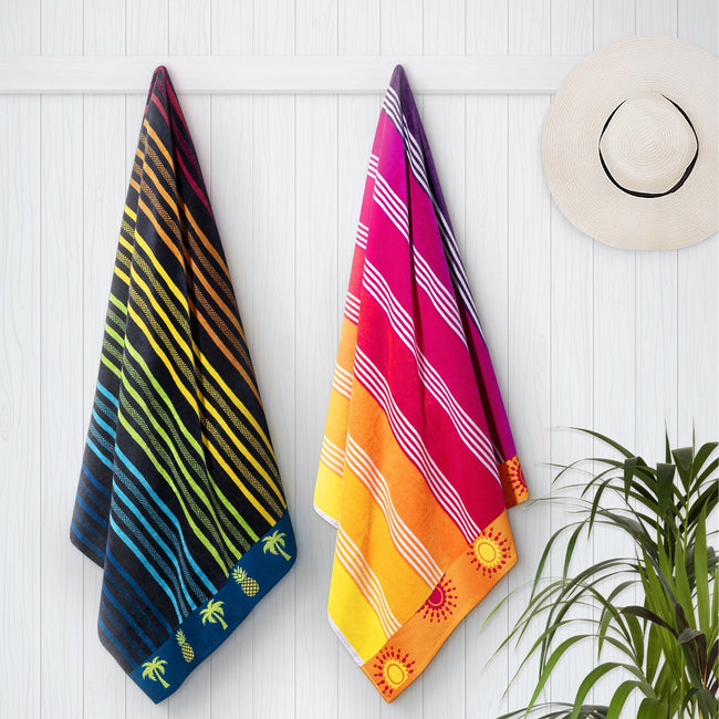 Sunshine & Seahorse Parade Jacquard Beach Towel, 2-pack