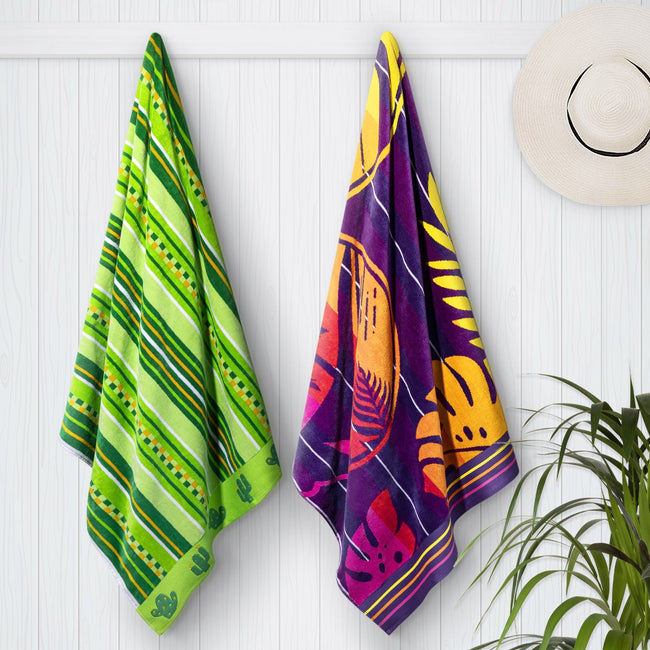 Desert Stripe & Summer Breeze Jacquard Beach Towel, 2-pack