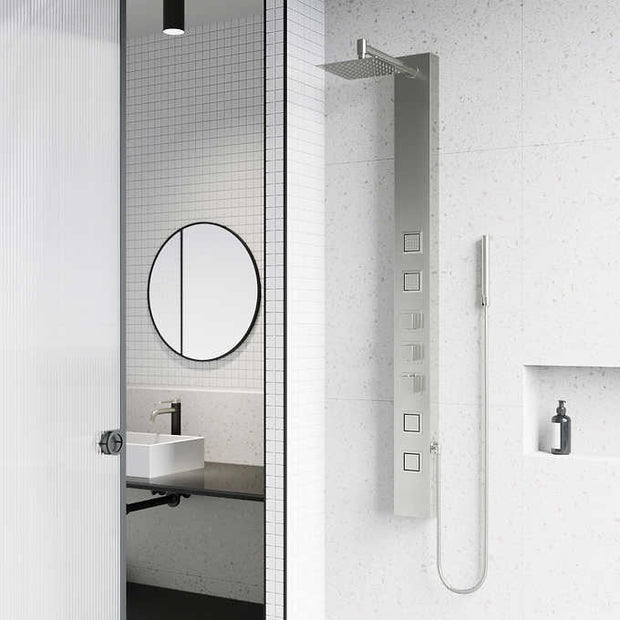 VIGO Sutton 4-jet Shower Panel with Adjustable Head and Hand Shower Wand