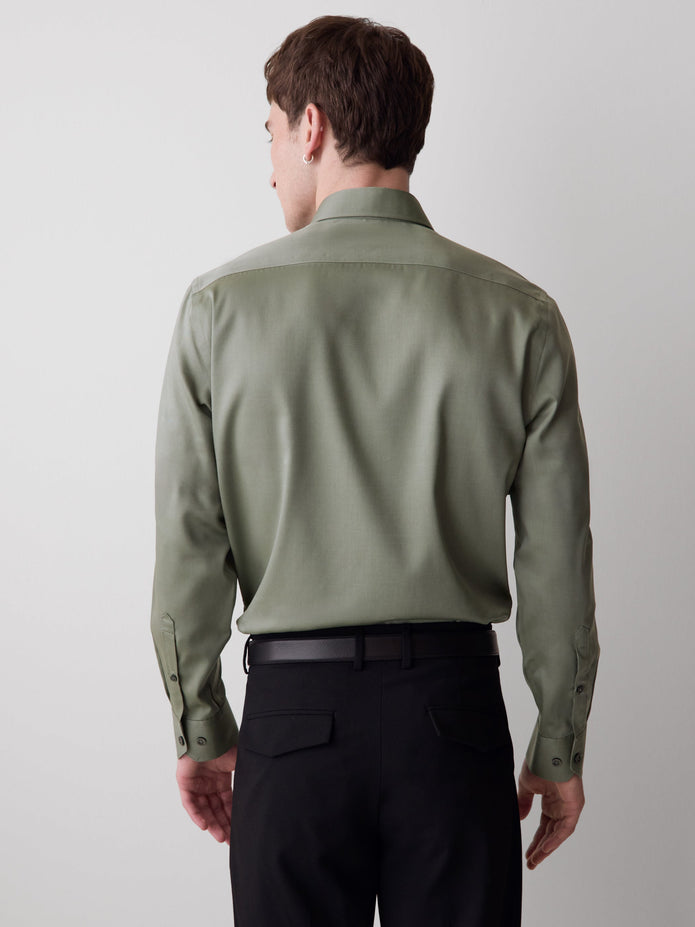 Slim-Fit Solid Twill Dress Shirt