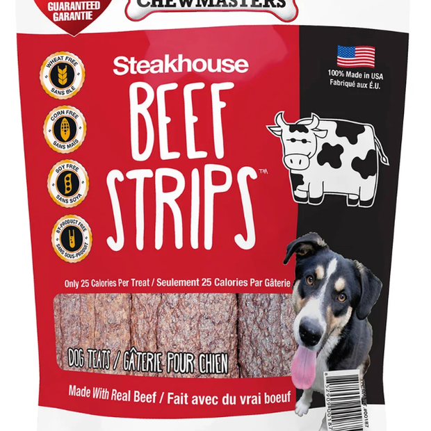 Chewmasters Steakhouse Beef Strips Dog Treats, 3 x 454 g ( 16 oz )