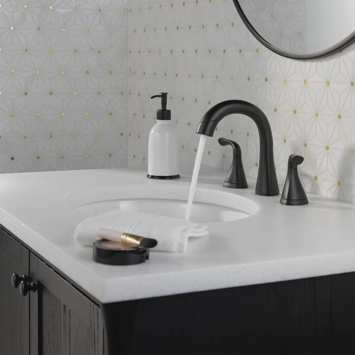 Delta Lampard Two Handle Pull-down Bathroom Faucet