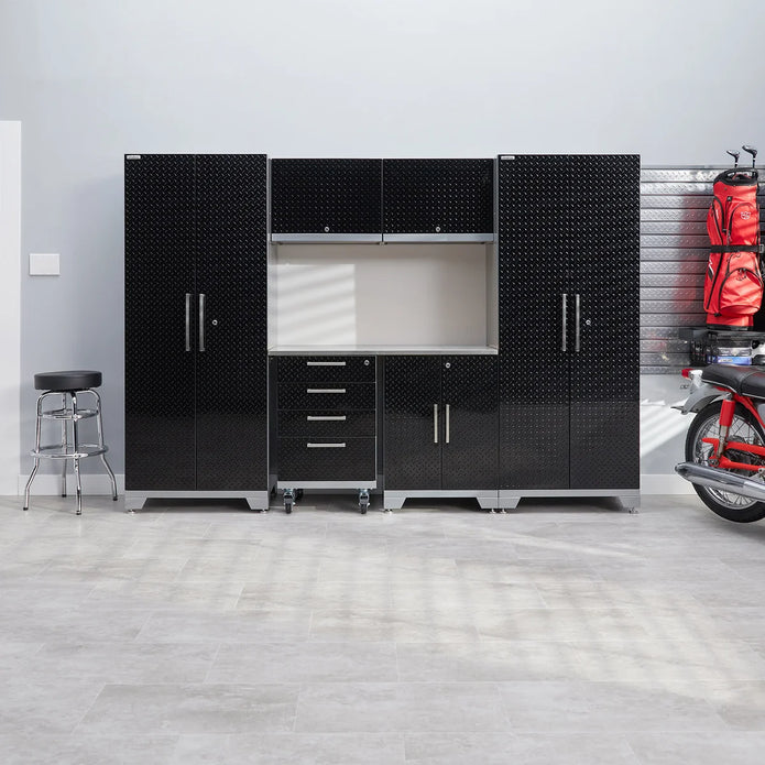 NewAge Products Performance Diamond Plate Series Garage Cabinets, 7-piece Set
