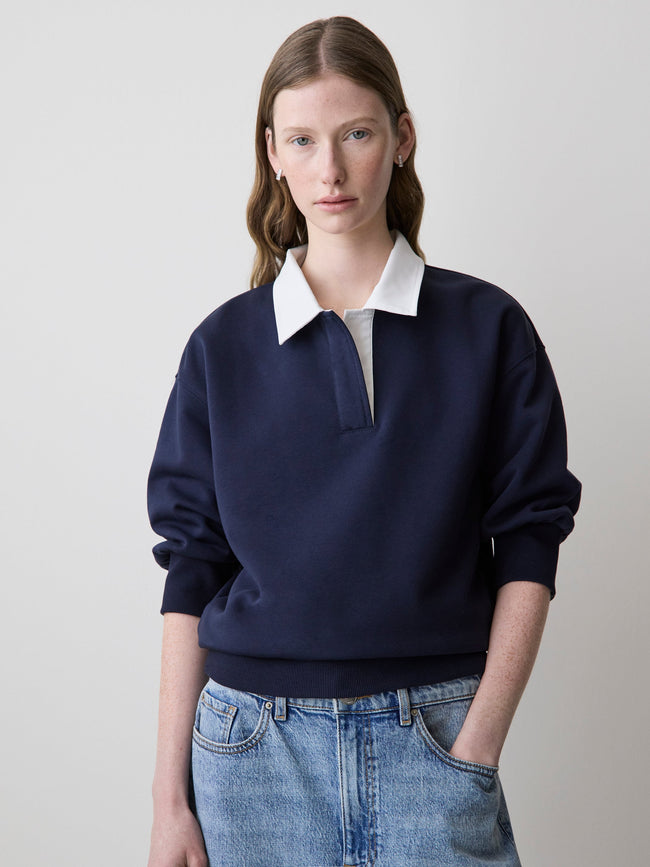 Long-Sleeve French Terry Polo