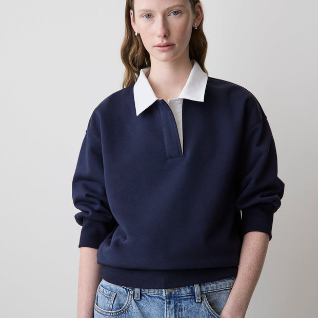 Long-Sleeve French Terry Polo