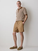 Striped Short-Sleeve Polo Sweater
