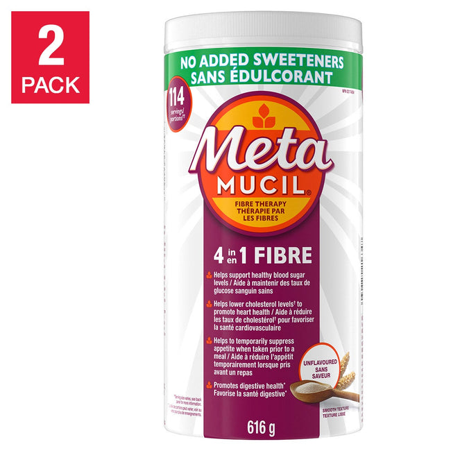 Metamucil 4-in-1 No Added Sweeteners Fibre Therapy, 2 x 114 doses