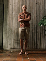 Short-Sleeve Shirt Sweater with Horizontal Stripes