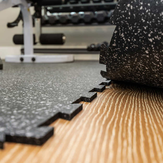 Rubber King Challenger Series Interlocking Floor Tiles, 10-pack